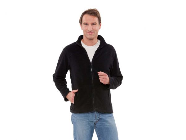 memo Herren-Fleece-Jacke schwarz Gr.S aus Bio-Baumwolle mit Fairtrade Siegel