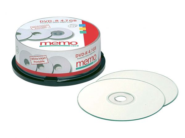 25 memo DVD-R for Inkjet-Print 16x