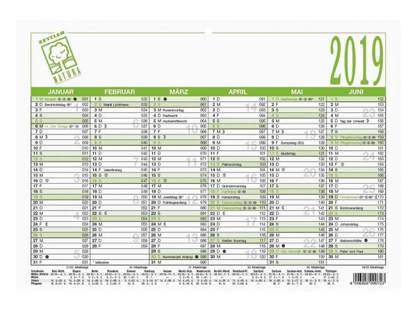 Zettler Wandtafelkalender DIN A4 2019