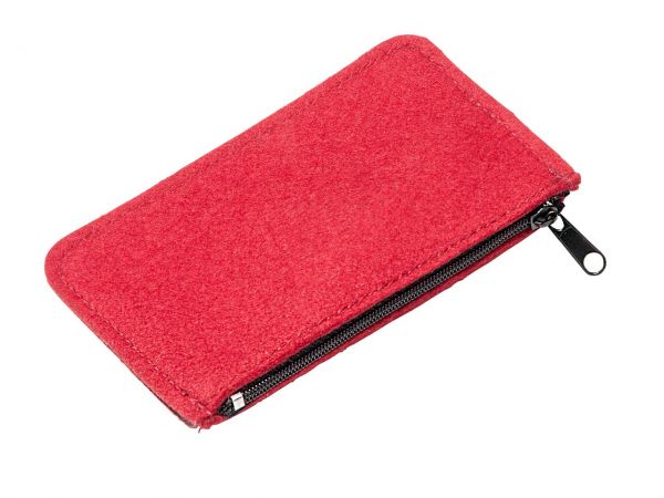 Schlüsseltasche aus Wollfilz "Key Zip" 12,5x7cm rot